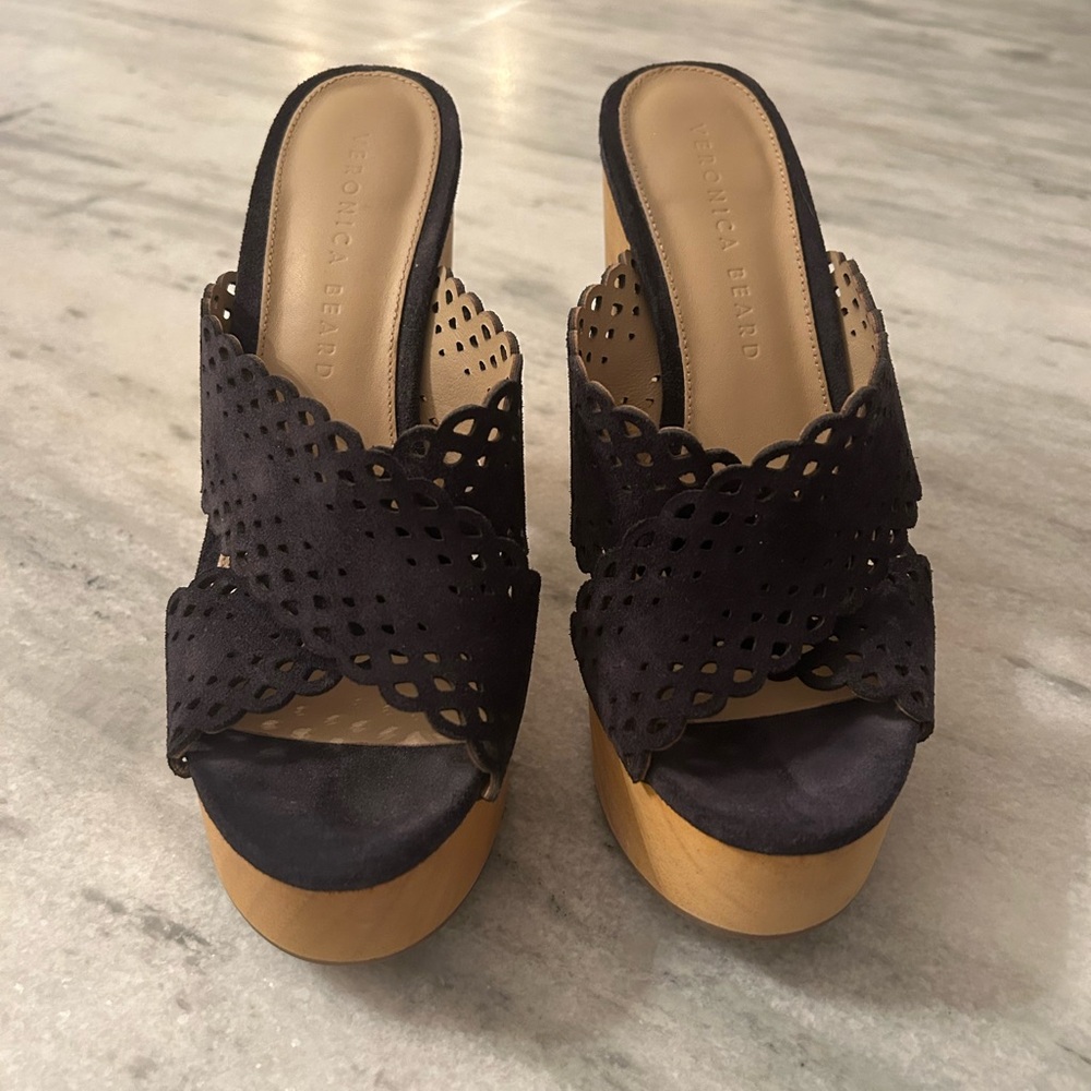Veronica Beard Gaynor Platform Sandals Navy Women’s Size 6